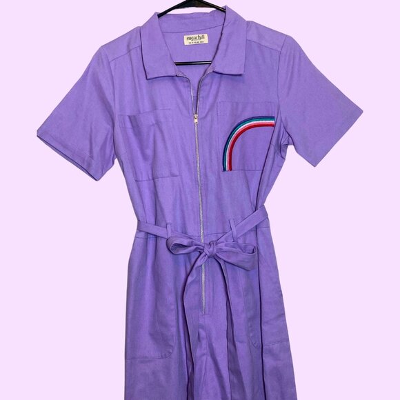 Organic Cotton Sugarhill Brighton Billy Boilersuit Lilac with Rainbow 🌈 UK 10 - Picture 2 of 5